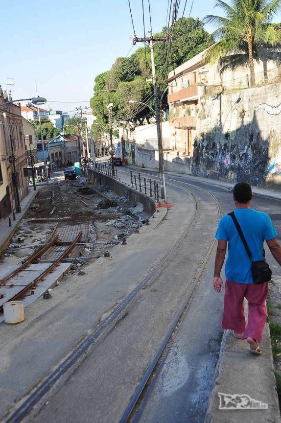 Obras de revitalização do bondinho de Santa Tereza, no Rio de Janeiro